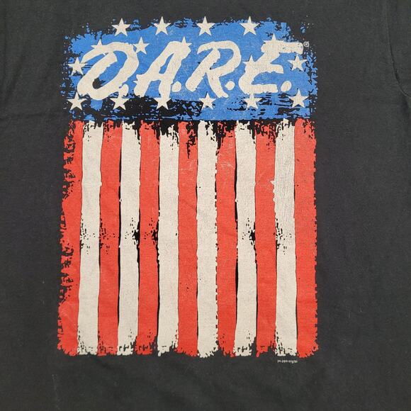 Vintage DARE Anti-Drug Shirt Small 17x25 Black USA-Flag - Picture 7 of 13